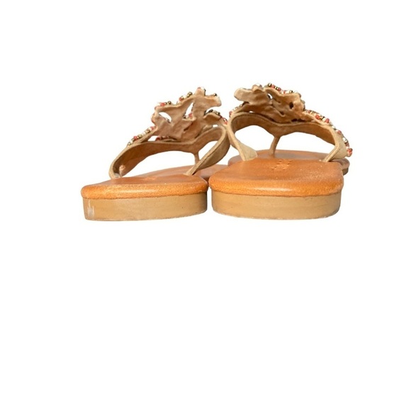 Chicos Tan Thong Sandals w/Red, White and Gold Beading - Picture 8 of 12